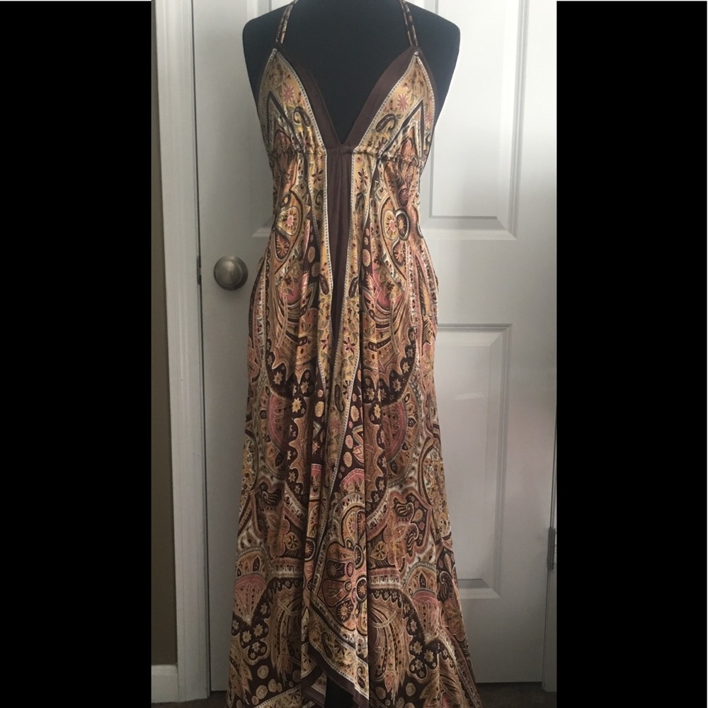Brown and Gold handkerchief style dress
